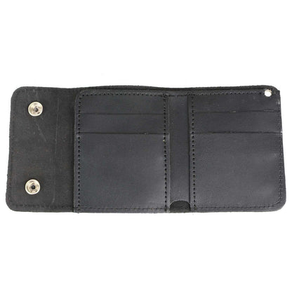 Milwaukee Leather MLW7821 Men's 4” Leather Biker Tri-Fold Wallet w/Buffalo Nickel Snaps Wallet w/Anti-Theft Stainless Steel Chain - One Size