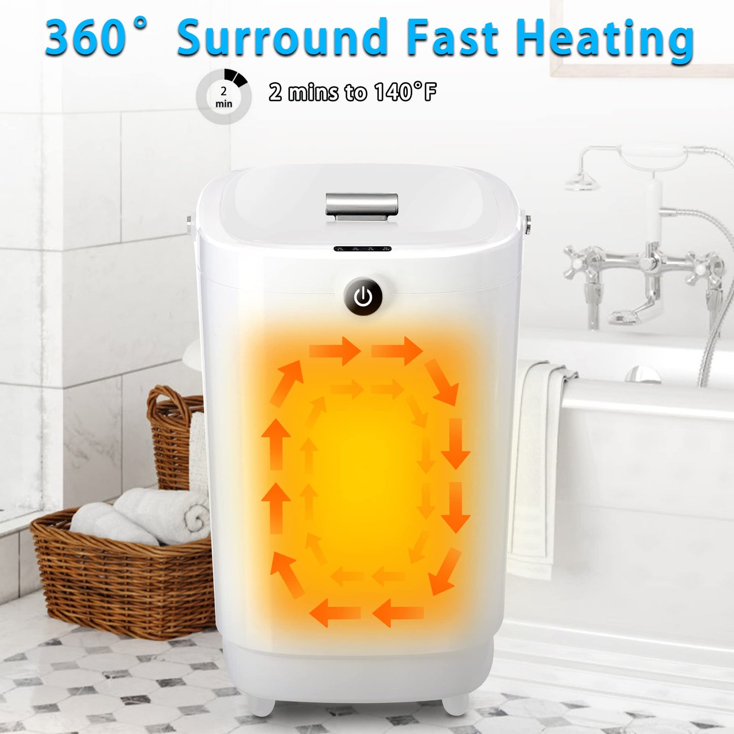 Large Towel Warmers for Bathroom,Luxury Portable Bucket Towel Warmer Fits Up to Two 70"X80" Oversized Towels with Timing Auto Shut Off, Yellow