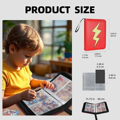 Collectible Trading Card Albums,4 Pocket Card Binder, 400 Double Sided Pocket PU Premium Zip Trading Collection Binderwith 50 Removable Sleeves, Card Folder forTCG, Sports Cards (Pink-01)