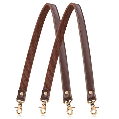 Allzedream Genuine Leather Purse Strap Sewing Canvas Replacement Handbag Shoulder Bag 2 Pcs (Coffee, Gold Hardware)