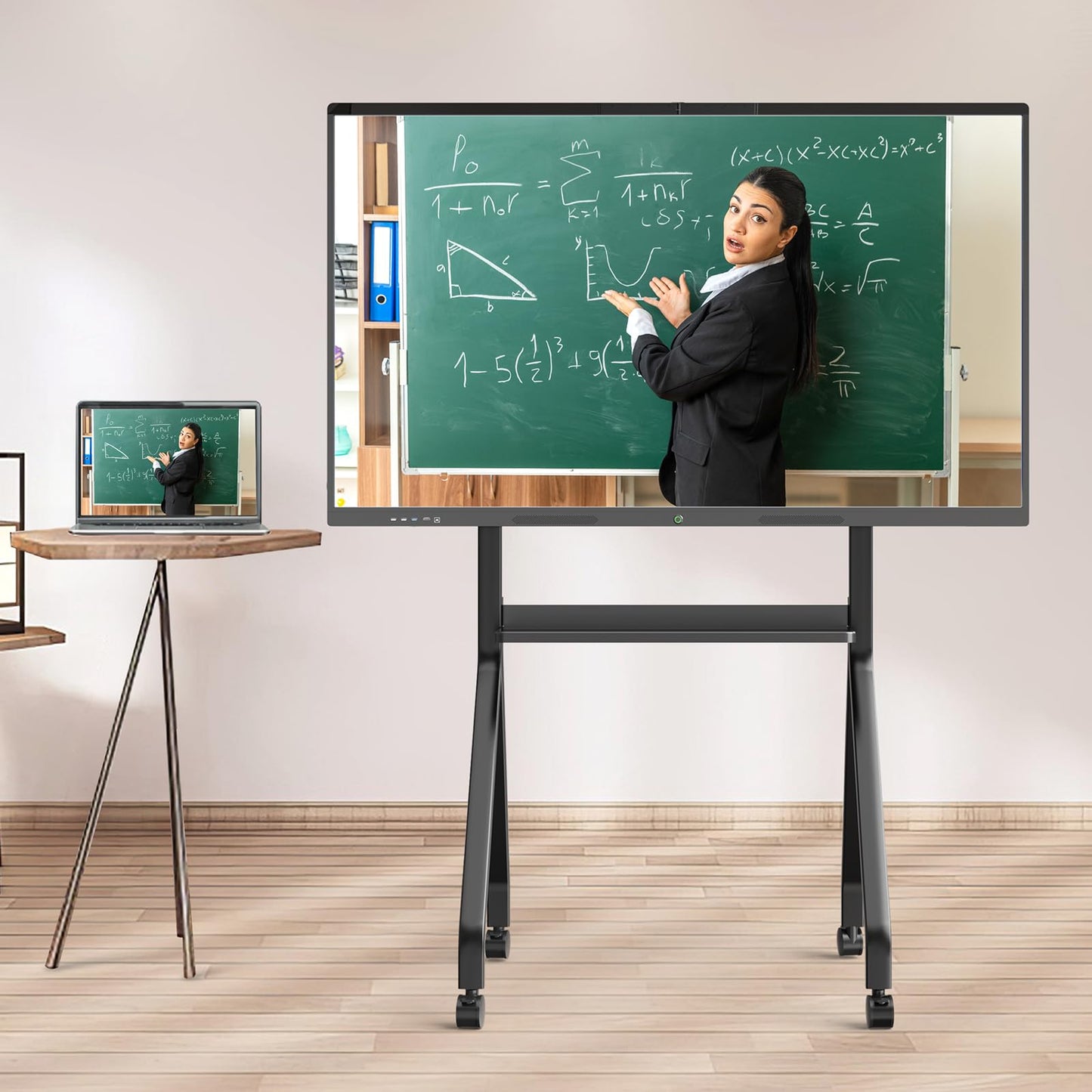YCKJNB Smart Board Portable Stand with Four Lockable Wheels for Interactive Whiteboard 55-65 Inch, Home School Office