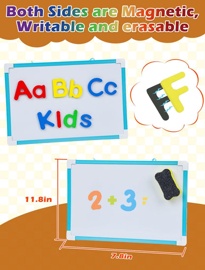 Learn2M Pretend Play Teacher Sets for Kids, Role Pretend Play Kids School Toys with Whiteboard, Teacher Bag, Magnetic Puzzles, Clock, Posters and Teacher Supplies Classroom Learning Set