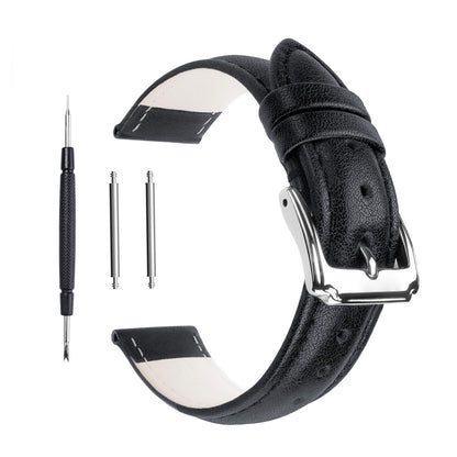 Berfine 14mm 16mm 18mm 20mm 22mm Calf Leather Watch Band, Extra Soft Watch Strap for Men Women (16mm, Black)