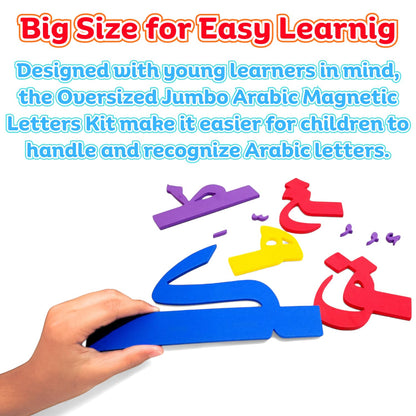 Big Size Arabic Magnetic Letters Kit for Classroom with Arabic Flash Cards, Soft Foam Extra Large Arabic Magnetic Letters for Classroom Whiteboard, Jumbo Arabic Alphabet Set for Teaching Classes