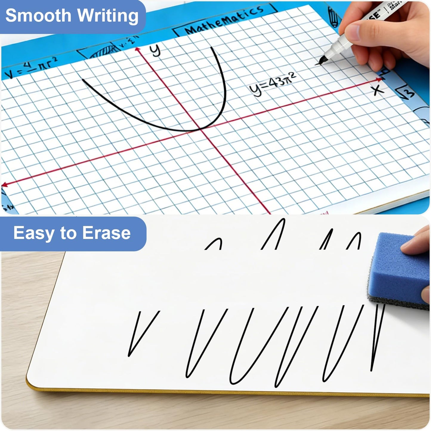 9"x12" Small White Board with XY Axis,Whiteboard for Students Practice Math,Grid Whiteboar,Double Sided Dry Erase Board for Classroom Teaching,Writable and Erasable White Boards (12 Pack)