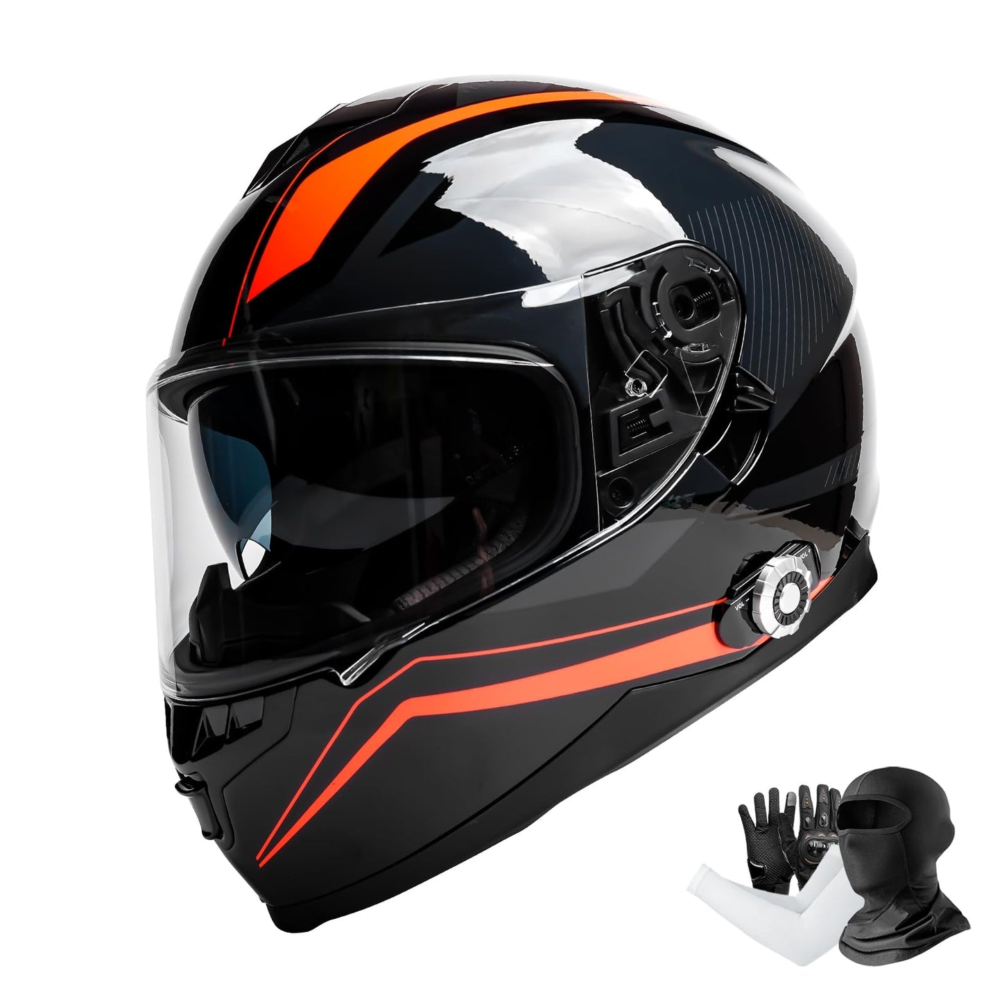 Bluetooth Motorcycle Helmet FreedConn BM12 DOT Full Face Bluetooth Helmets Motorcycle Dual Visor Helmet with Integrated Intercom System/ 2~3 Riders Pair/ 500M/ FM/ MP3/ Voice Dial (Multi-Color, XXL)