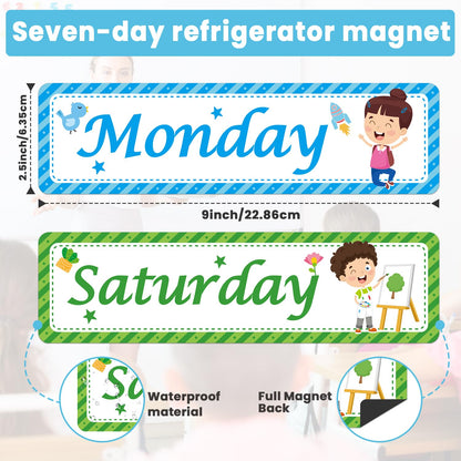Days of The Week Poster for Kids,Magnetic Days of the Week for Whiteboard,Educational Calendar Magnets with Vibrant Colors - Perfect for Kids Learning, Teachers & Parents (Week)