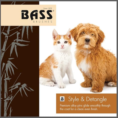 Bass Brushes Small Oval Wire Pet Brush with Bamboo Wood Handle