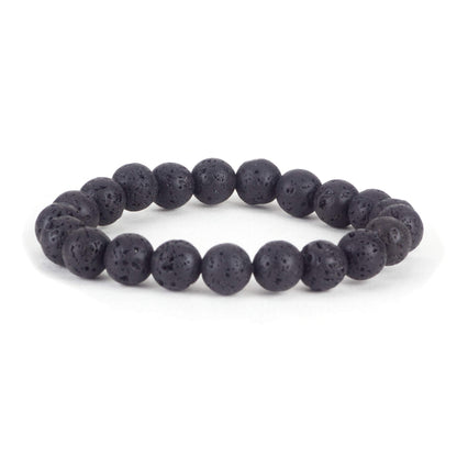 Cherry Tree Collection Lava Beaded Bracelet – Genuine 8mm Gemstone Stretch Bracelet for Men & Women – Handmade Crystal Bracelet - (Lava - M)