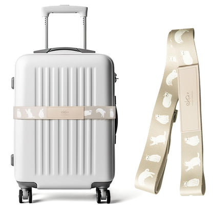 Luggage Straps for Suitcases,Adjustable Luggage Elastic Belt, Travel Essentials for Airport,Station, Vibrant Designs, White Cat