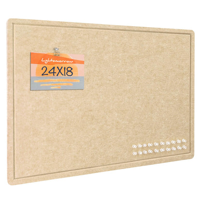 Lightomorrow Bulletin Board, 24 x 18 inches Decorative Felt Pin Board, Cork Board Alternative for Wall, Foldable Photo Board with 20 Pushpins - Beige Brown