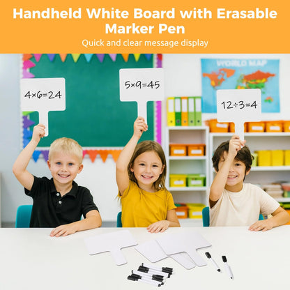 yeesport 30 Sets Handheld White Board with Erasable Marker Pens, Double Sided Dry Erase Signs, 9.06 x 6.89 in, Handheld White Board Auction Paddles for Classroom Meeting Voting Shower Games