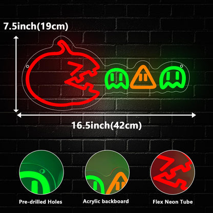 Halloween Gamer Neon Sign, Pumpkin Gaming Led Neon Light Signs for Wall Room Decor LED Lights Lamps for Game Room Doors Party Birthday Christmas Gift for Teenage Boys Dimmable USB Powered(16.5"*7.5")