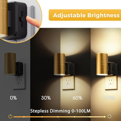 L LOHAS LED Night Light,Dimmable Night Lights Plug into Wall, 2 Pack Automatic Nightlight with Light Sensor, 3000K Soft White 0-100LM Modern Nightlight for Kids Bedroom Hallway