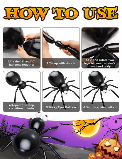 Halloween Balloon Garland Arch Kit, 138PCS Purple Orange and Black Balloons with BOO Foil Balloons, Spider Web, Eyeball Balloons for Birthday, Halloween Party Decorations Indoor Outdoor