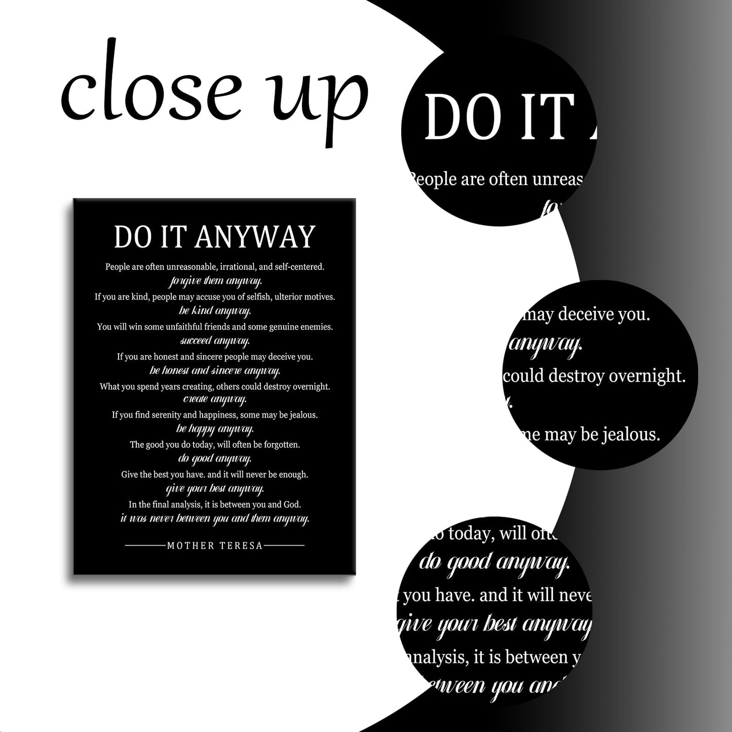 Daily Inspirational Canvas Wall Art Motivational Posters Picture Do It Anyway Print Artwork Positive Inspiring Success Quotes Painting for Office Decor Living Room Stretched and Framed [18''Wx24''H]
