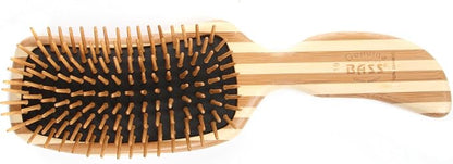 Bass Brushes | The Green Brush | Style & Detangle Pet Brush | 100% Bamboo Pin | Pure Bamboo Handle | Semi S Style | Striped Finish | Model 19P