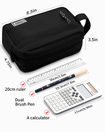 Sooez Big Capacity Pencil Case, Upgraded Canvas Pencil Pouch Large Pencil Bag Organizer, Separate Compartments Easy Grip Handle, Aesthetic Supply for School Teens Adults, Pink Pen Case