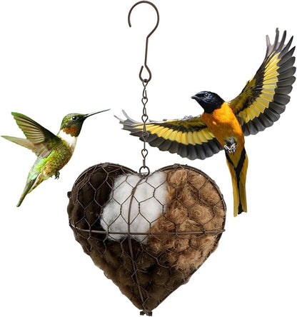 Alpaca Fiber Bird Nesting Heart, Refillable Bird Nesting Material Holder, Hummingbird Houses Nest Boxes for Outdoor Wild Birds Nestings