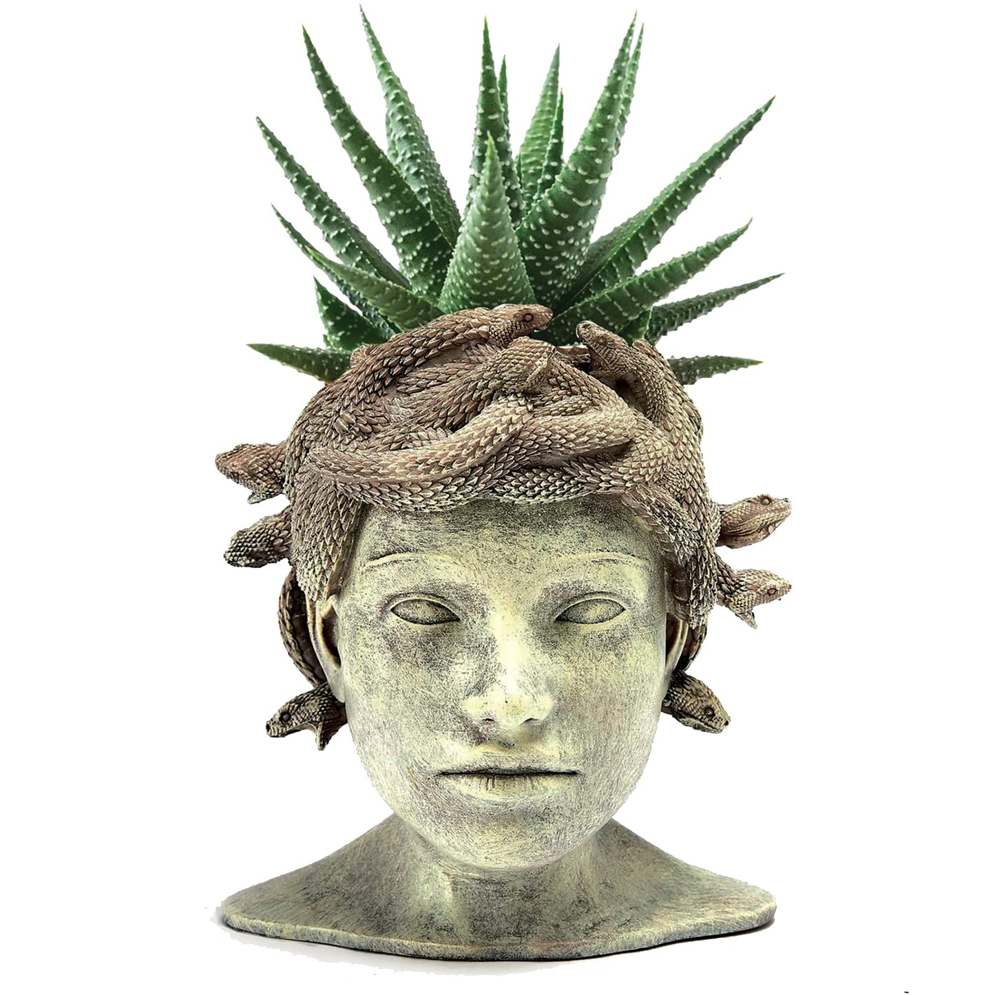 Medusa Head Planter Large Stone Face Planter Pot Garden Statue Outdoor Flower Pot Waterproof Sculpture Greek Mythology Garden Decor Handmade Art Sculpture Unique Gift for Patio Yard Lawn Home Decor