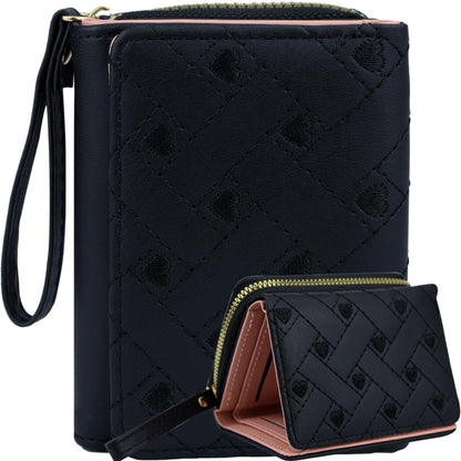 Plinvo Stylish & Compact Women's Leather Coin Purse, Minimalist Kawaii Design with ID Window for Travel (Black)