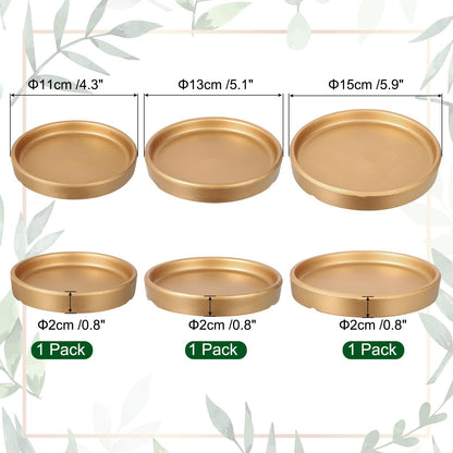 M METERXITY 3 Pack Planter Saucers - Ceramic Plant Tray Flower Pot Drip Trays Round Apply to Outdoor/Garden (4/5/6inch, Gold)