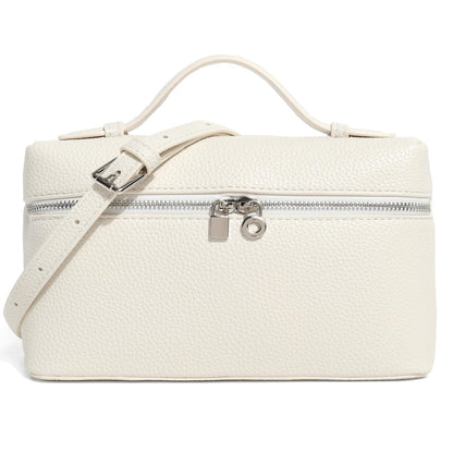 Crossbody Bag for Women Top-Handle Pouch Mini Bag Designer Shoulder Leather Handbag Trendy Purse (Beige)