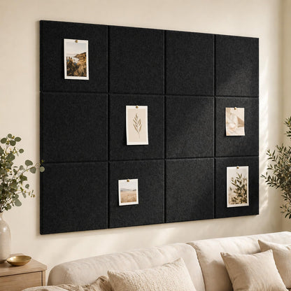 Baysola Felt Bulletin Board Panels 48 x 36 Inch Self Adhesive Wall Tiles Cork Board Alternative for Office Classroom Photos Notes 12 Pack