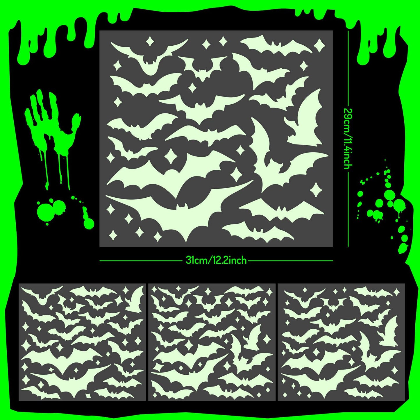 Whaline 3 Sheets Halloween Glow in The Dark Bat Car Decals Spooky Luminous Bat Vinyl Stickers for Bumper Truck Van SUV Car Window Headlamp Taillight
