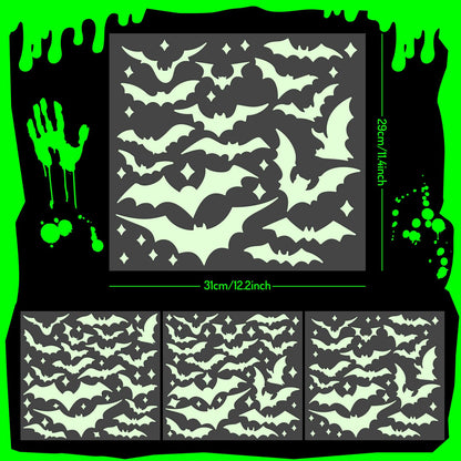 Whaline 3 Sheets Halloween Glow in The Dark Bat Car Decals Spooky Luminous Bat Vinyl Stickers for Bumper Truck Van SUV Car Window Headlamp Taillight