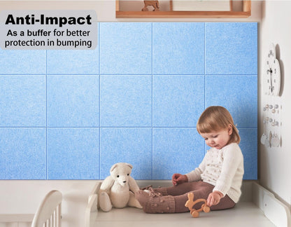 G Gamit Felt Wall Tiles Bulletin Board Large Cork Board Alternative 6 Pack 11.81”x11.81”x0.47” Felt Pin Board Tack Board with Safe Removable Adhesive Tabs for Home Office School 36x24 (Light Blue)