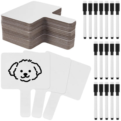 yeesport 30 Sets Handheld White Board with Erasable Marker Pens, Double Sided Dry Erase Signs, 9.06 x 6.89 in, Handheld White Board Auction Paddles for Classroom Meeting Voting Shower Games