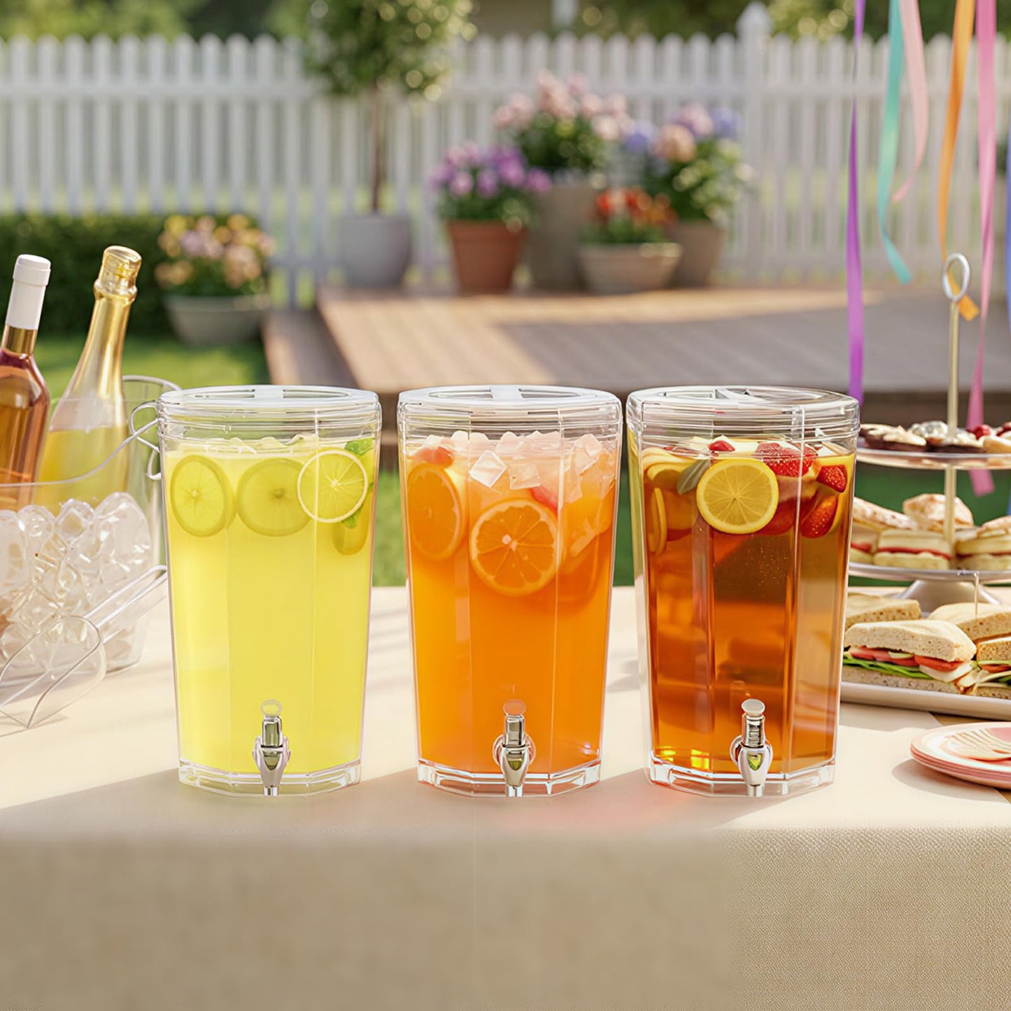 Lifewit 1 Gallon Drinks Dispense for Partiesr, Small Beer Dispenser, Plastic Beverage Pitcher for Cocktail, Soda, Tea, Juice Container for Lenmonade Stand, Mimosa Bar Supplies, 27 x 16 cm/10x6" 2 Pcs