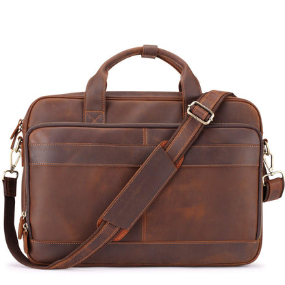 Jack&Chris Full Grain Leather Briefcase for Men,Business Messenger Bag Laptop Bag Attache Case 15.6",MB005-9L…