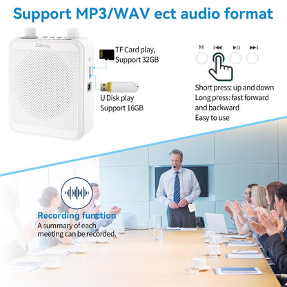 Giecy 30W Portable Voice Amplifier with Wired Microphone Headset, 2800mAh Rechargeable PA System Speaker Personal Microphone Speech Power Amplifiers Loudspeaker for Teachers/Metting/Tour Guide