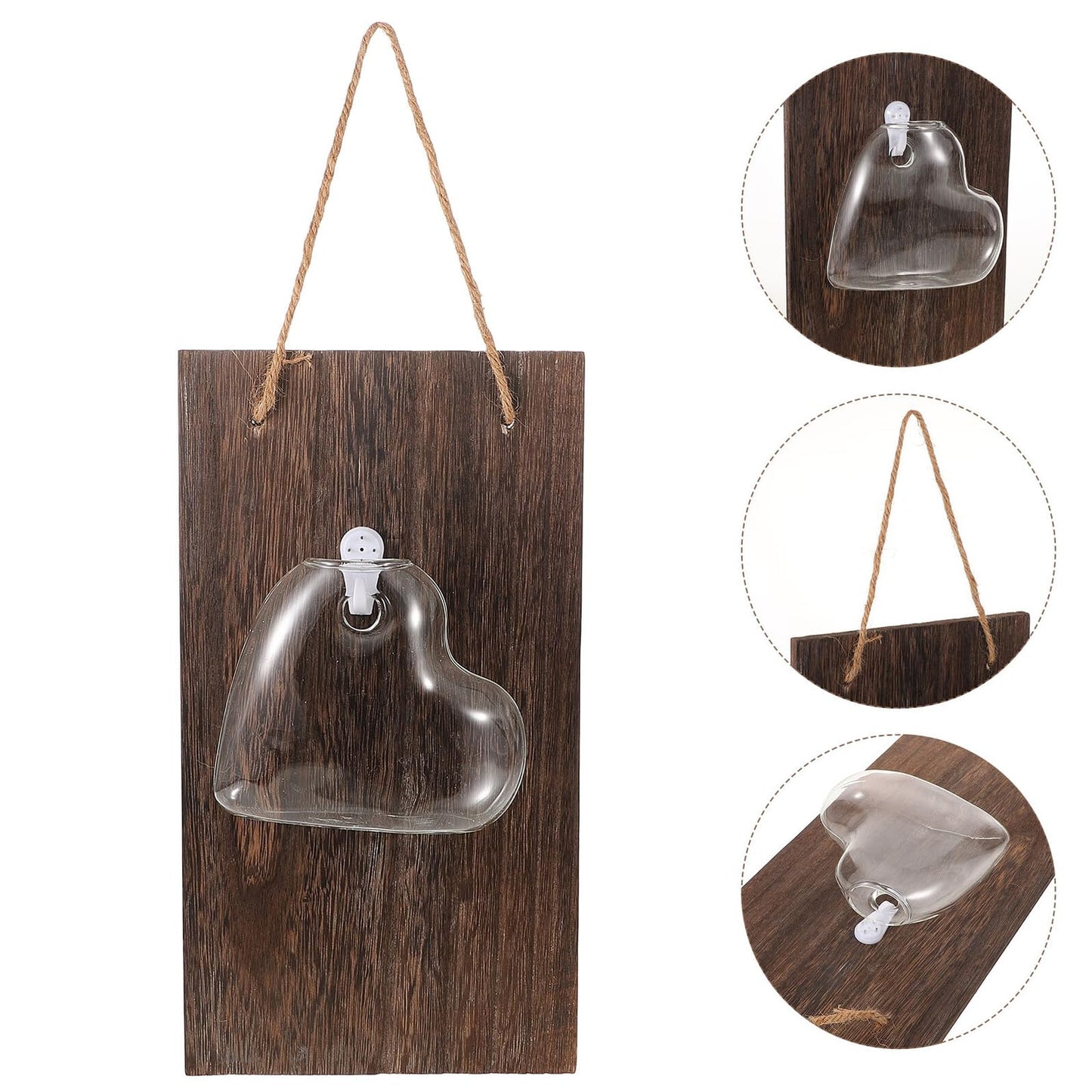 HOMSFOU Wall Mounted Glass Vase for Indoor Plants Hydroponic Flower Pot Glass Terrarium Container Home Decor Office Decoration