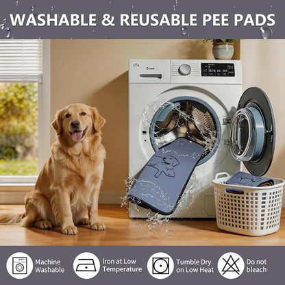 2 Pack Washable Pee Pads for Dogs 24"x24", Reusable Training Puppypads Absorbency Non-Slip & Leak-Proof for Pet Whelping Box Playpen Crate Sofa Bed Floors (Gray)