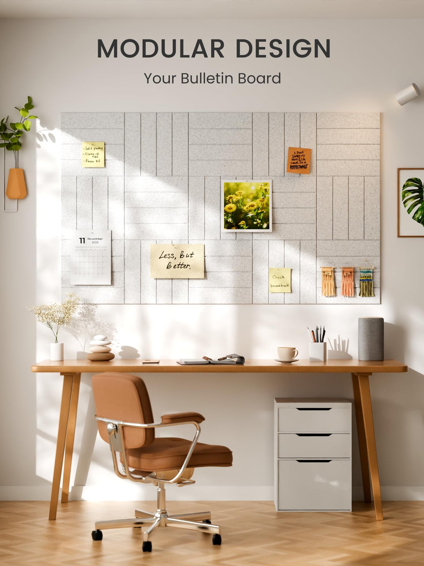 Bumusty Large Cork Board Alternative-48 x 36" Felt Bulletin Board Tiles, with 30 Pushpins, 70 Adhesive Tabs, Bold-Stripe 12-Pack, Cork Boards for Office Push Pin Board Felt Board-Light Gray