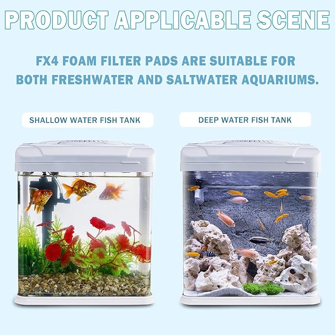 Fx4 Foam Filter Pads Replacement Compatible with Fluval FX5 / FX6 Canister Filter, Aquarium Bio Sponge Foam Filter Pads (6 Packs)
