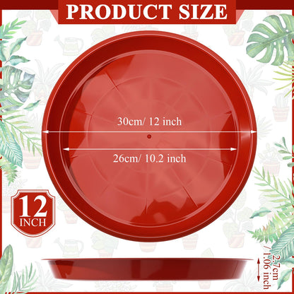 Sawysine 30 Pack Plastic Plant Saucer Round Drip Trays Red Flower Pot Saucers Thick Plant Dish Sturdy Water Tray Heavy Drainage Potted Container for Indoor Outdoor Garden(12 Inches)