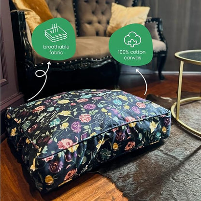 Molly Mutt Friday Morning Dog Bed Duvet Cover, GOTS-Certified 100% Organic Cotton Canvas Cover for Dog, Puppy, or Cat Bed, Durable, Washable, and Free of Harmful Chemicals, Medium/Large, 27"x36"x5"