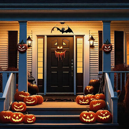 QSLWcos Pumpkin Light Covers 2 Pcs Halloween Porch Light Covers Scary Pumpkin Porch Lights Decorations for Outdoor Front Door