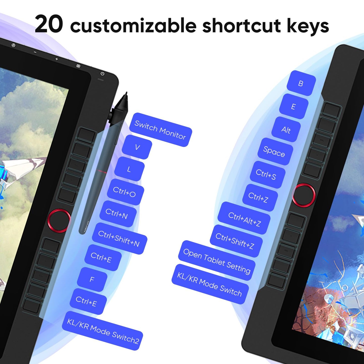 XPPen Artist 24 Pro 2.5K QHD Drawing Tablet with Screen,16.7M Colors Graphics Tablet with 8192 Pen Pressure Battery-Free Tilt Stylus & 20 Shortcut Keys for Windows, Mac, Chrome, Linux, 23.8"