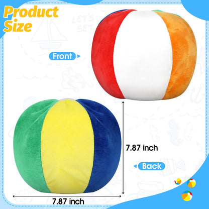 Summer Beach Ball Tree Topper, 8” Rainbow Beach Ball Tree Decor, Plush Stuffed Summer Tree Topper for Christmas in July Pool Beach Luau Hawaiian Themed Tropical Party