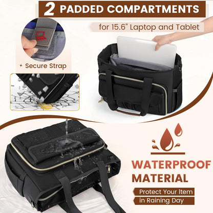 RAINSMORE Teacher Tote Bag 15.6 inch Laptop Bag for Women Work Bags Nurse Bag Lightweight Laptop Tote Computer Messenger Shoulder Bags with Insulated Pocket, Professional Laptop Briefcase