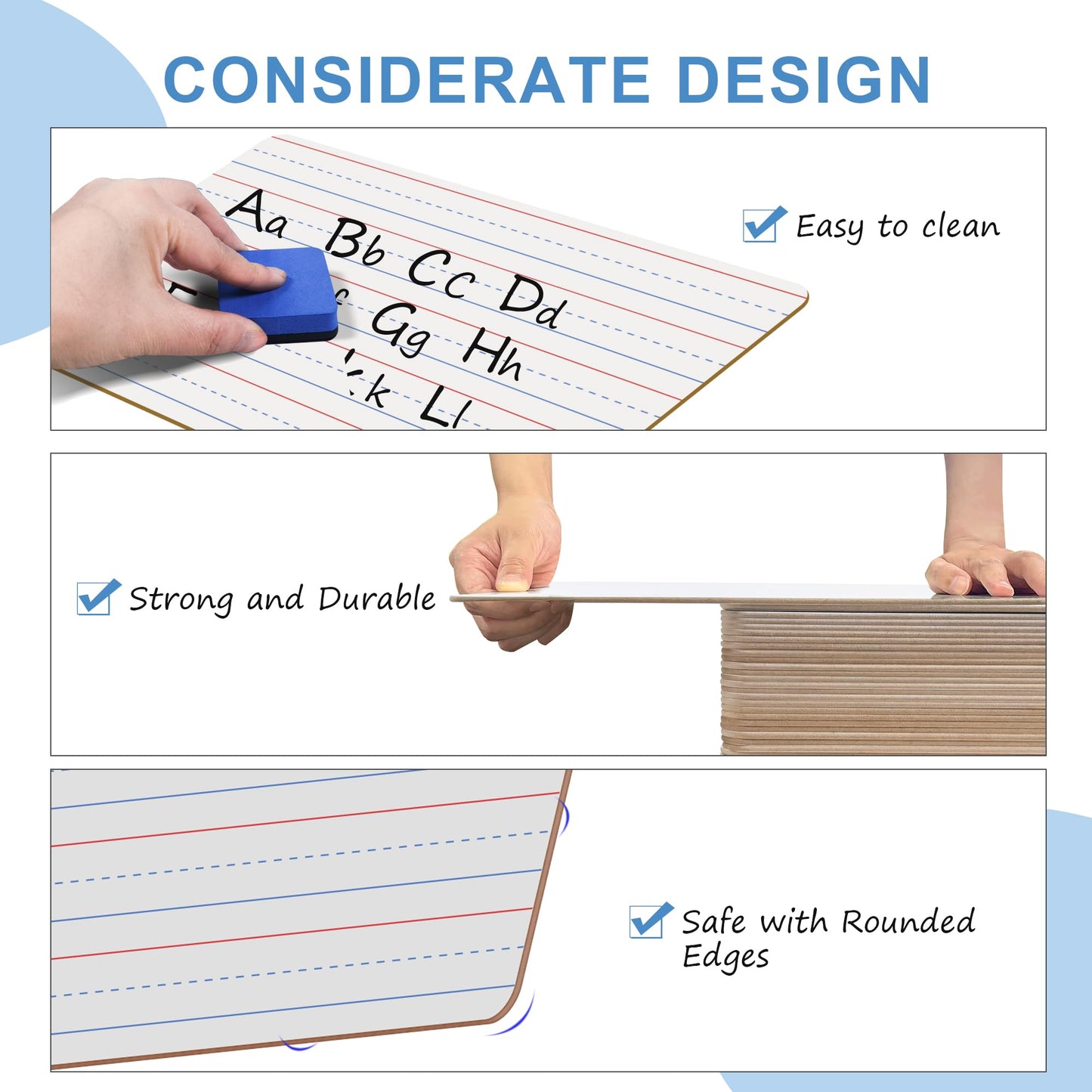 24 Pack Dry Erase Boards, 9"x12" Double Sided Easel Small Whiteboards with Lines for Kids, Students, Education Teacher Classroom, Mini Portable Learning White Boards with 24 Markers, 24 Erasers