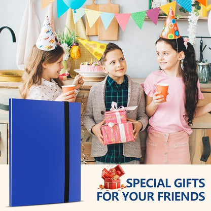 Card Binder, EDUDIIU 9 Pockets Premium Trading Card Binders, Cards Collection Binder Album, Side Loading Yugioh Holder Book for Sport, Football, Baseball Collector - Dard Blue
