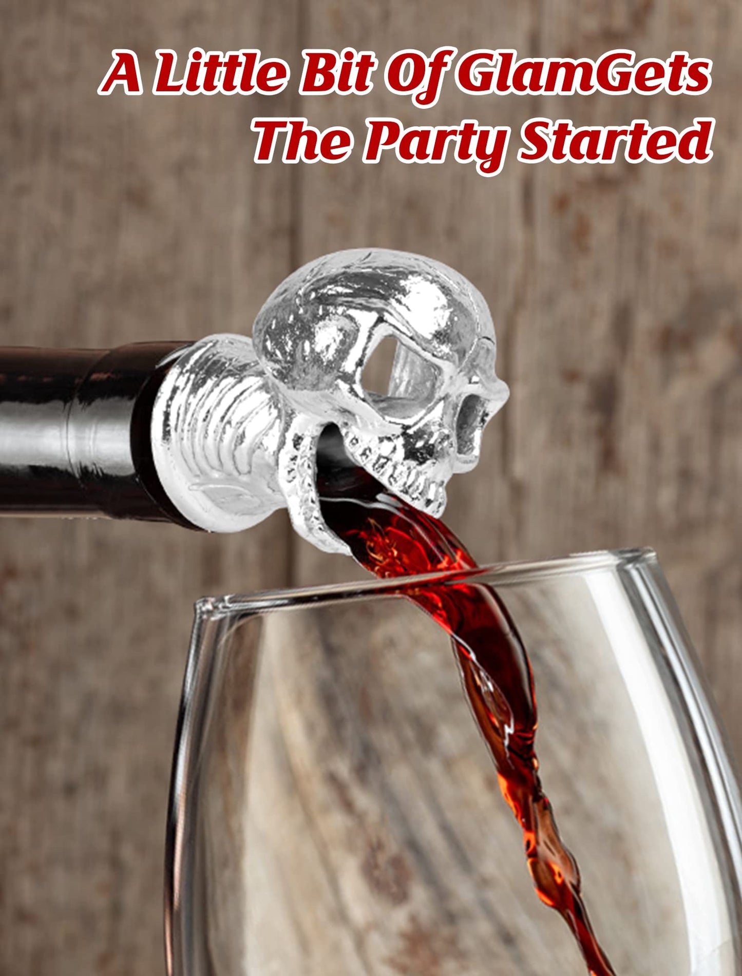 Skull Wine Aerator Pourer Spout, Olive Oil Liquor Bottle Decanter, Silver Plated Creative Gifts for Alcohol Spirits Whiskey Lover