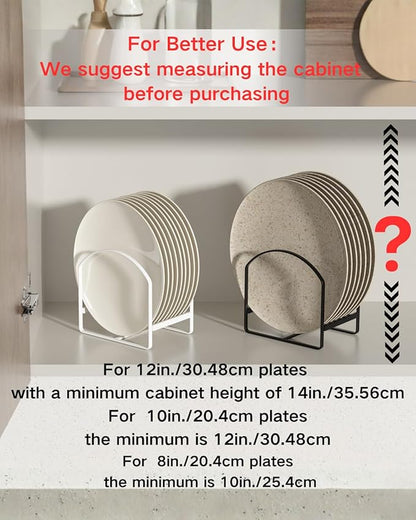 2 Pack Kitchen Plate Holder Organizer for Cabinet Space Saver Dinner Dish Storage Rack Upright Dish Drying Racks Metal Plate Dish Racks Stand for Cupboard and Countertop Rustproof Large White