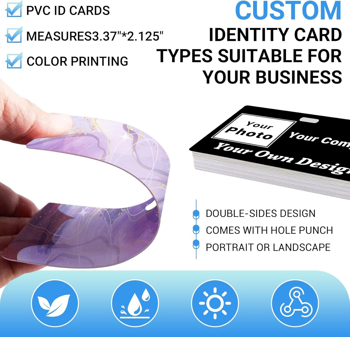 Custom Id Badge Custom Id Card Identification Badges Customizable Personalized Name Badge Customize Name Tag Photo Logo Employee Work Office Volunteer Customized Personal (Horizontal-3)